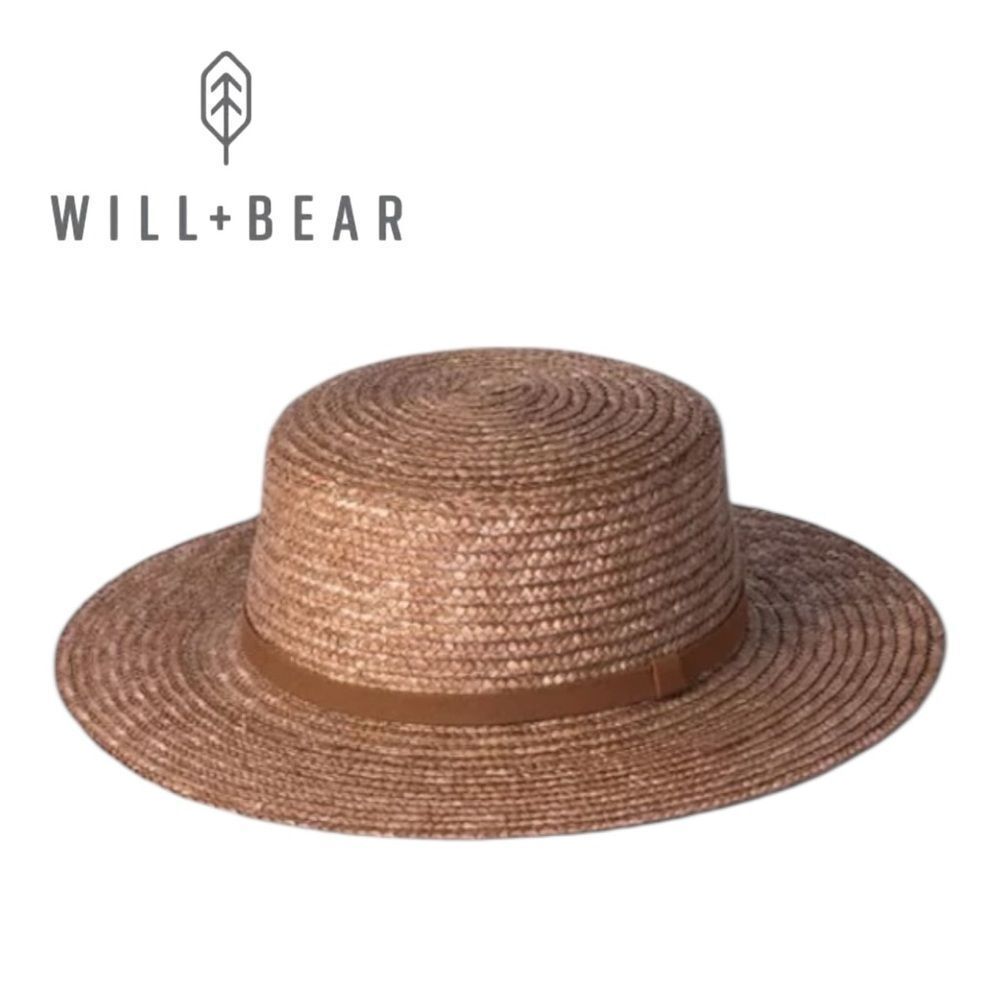 New Will + Bear Australian Little Harvey Amber Natural Straw Boater Hat